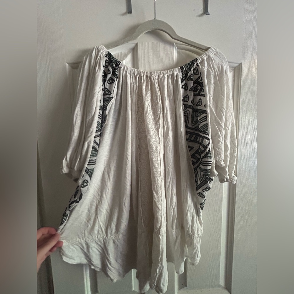 Free People Cream and Black Boho Blouse